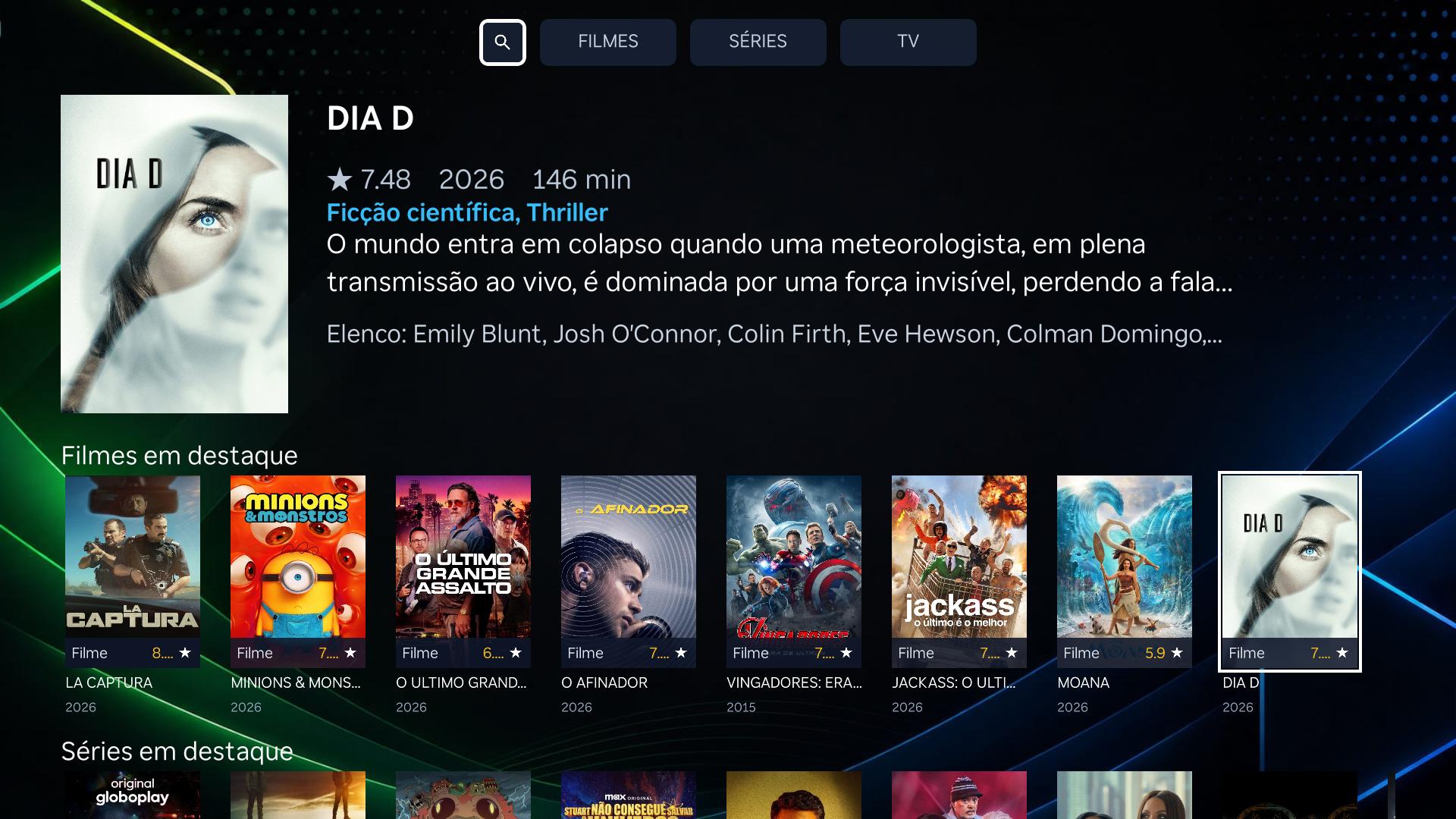 Tela inicial do AmplaTV